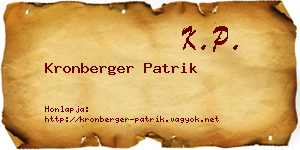 Kronberger Patrik névjegykártya